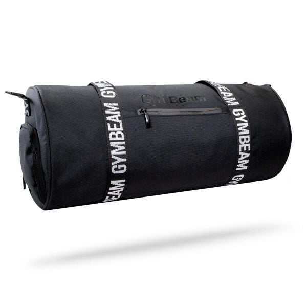 Torba sportowa treningowa 30 L czarna Barrel. Czarne torby na ramię GYMBEAM, bez wzorów, z materiału, sportowe, na ramię, duże, bez dodatków. Za 94.90 zł.