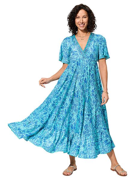 Aller Simplement Sukienka w kolorze turkusowym rozmiar: 34-40. Niebieskie sukienki Aller Simplement, bez wzorów, klasyczne, bez kołnierzyka, bez ramiączek, maxi. Za 52.42 zł.