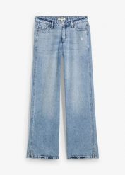 Dżinsy Loose Straight, mid waist, low stretch. Niebieskie jeansy bonprix, bez wzorów. Za 99.99 zł.