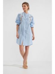 Josephine & Co Sukienka w kolorze błękitnym rozmiar: 34. Niebieskie sukienki Josephine & Co, na co dzień, bez wzorów, z bawełny, bez kołnierzyka, bez ramiączek, midi, proste. Za 170.00 zł.