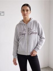 Dresowa rozpinana bluza z kapturem - szary. Szare bluzy Sinsay, l, bez wzorów, z dresówki, z kapturem. Za 49.99 zł.