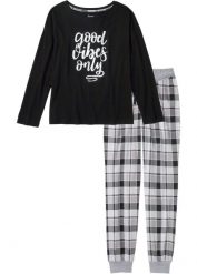 Piżama z shirtem oversize. Brązowe piżamy bonprix, bez wzorów, bez ramiączek. Za 84.99 zł.