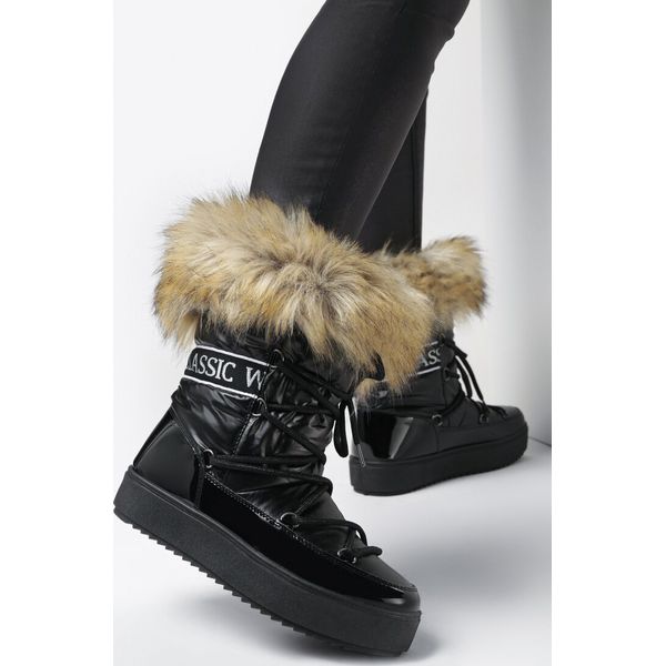 Czarne Śniegowce Plotia. Czarne trapery i śniegowce Born2be, za kostkę. Za 94.99 zł.