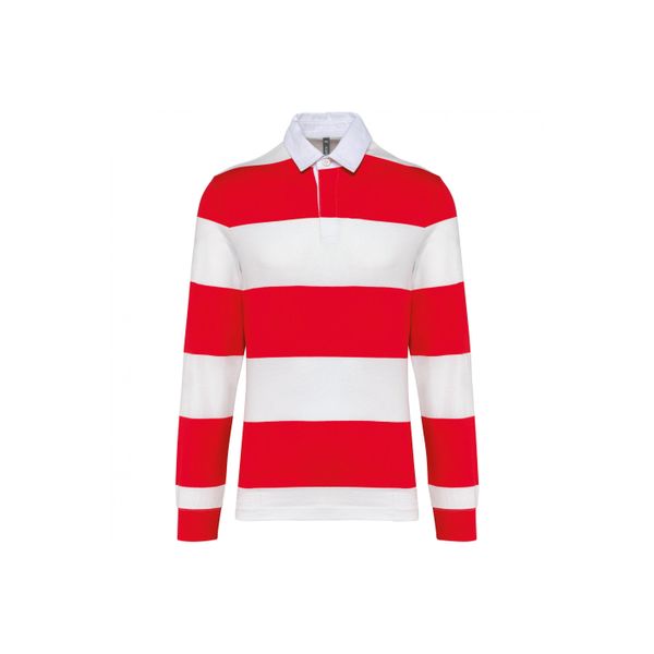 Koszulka polo w paski, długi rękaw Kariban. Czerwone bluzki KARIBAN, bez wzorów, bez kołnierzyka, bez ramiączek. Za 176.00 zł.