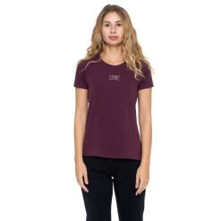 Leone 1947 Never Without Damen Kurzarm-T-Shirt with Strass-Logo. Czerwone t-shirty LEONE 1947 APPAREL, bez wzorów, z bawełny, bez kołnierzyka, bez ramiączek. W wyprzedaży za 84.20 zł.