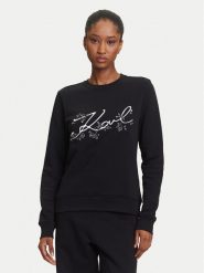 KARL LAGERFELD Bluza A3W20010 Czarny Regular Fit. Czarne bluzy KARL LAGERFELD, l, bez wzorów, z bawełny, bez kaptura. Za 829.99 zł.