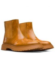 Camper Skórzane sztyblety w kolorze jasnobrązowym rozmiar: 39. Brązowe botki Camper, bez wzorów, bez obcasa, bez zapięcia. Za 491.99 zł.