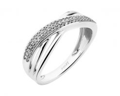 Pierścionek z białego złota z diamentami - 0,15 ct - próba 585. Białe pierścionki Apart, z diamentem, złote. Za 3,690.00 zł.
