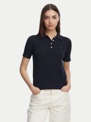 Tommy Hilfiger Sweter WW0WW49362 Granatowy Slim Fit. Niebieskie swetry TOMMY HILFIGER, s, bez wzorów, z bawełny, bez ramiączek. Za 649.99 zł.