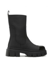 Jenny Fairy Botki WS5816-04 Czarny. Czarne botki Jenny Fairy, bez wzorów, ze skóry, bez obcasa, na płaskiej podeszwie, bez zapięcia. Za 119.99 zł.