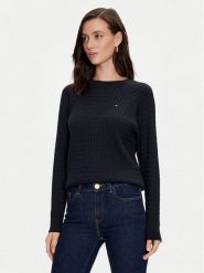 Tommy Hilfiger Sweter WW0WW41142 Granatowy Regular Fit. Niebieskie swetry TOMMY HILFIGER, l, bez wzorów, z bawełny, bez ramiączek. Za 389.99 zł.
