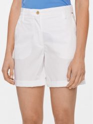 Tommy Hilfiger Szorty materiałowe WW0WW41769 Biały Regular Fit. Białe szorty TOMMY HILFIGER, bez wzorów, z bawełny. Za 229.99 zł.