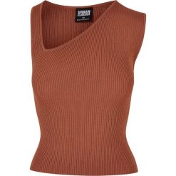 Asymetryczny Top Z Dzianiny Żeberkowej Dla Kobiet. Brązowe topy Urban Classics, xl, bez wzorów, z dzianiny, z asymetrycznym kołnierzem, bez ramiączek. Za 115.99 zł.