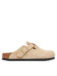 Birkenstock Klapki Boston 1030883 Beżowy. Brązowe klapki Birkenstock, bez wzorów, ze skóry, bez obcasa. Za 679.99 zł.