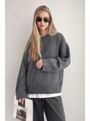 Happiness Istanbul Sweter w kolorze antracytowym rozmiar: L. Czarne swetry Happiness Istanbul, l, bez wzorów, bez ramiączek. Za 130.99 zł.