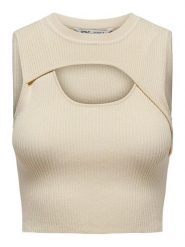 ONLY Top "Lizan" w kolorze beżowym rozmiar: XL. Brązowe topy Only, xl, bez wzorów, bez kołnierzyka, bez ramiączek. Za 28.58 zł.