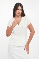 T-shirt damski lniany Arendal ECOALF. T-shirty Ecoalf, xs, bez wzorów, ze lnu, bez kołnierzyka, bez ramiączek. Za 259.00 zł.