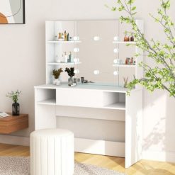 Stolik do makijażu z oświetleniem led 100x40x135 cm, mdf, biały. Zestawy Vida. W wyprzedaży za 875.00 zł.