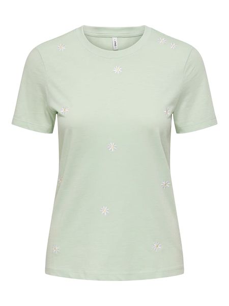 ONLY Koszulka w kolorze zielonym rozmiar: M. Zielone bluzki Only, m, bez wzorów, z bawełny, bez kołnierzyka, bez ramiączek. Za 64.95 zł.