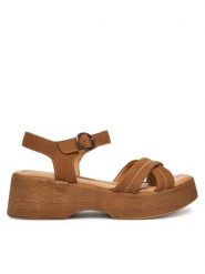 Lasocki Sandały WI23-NAGINA-09 Brązowy. Brązowe sandały Lasocki, bez wzorów, z nubiku, bez obcasa, na płaskiej podeszwie, bez zapięcia. Za 179.99 zł.
