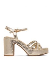 DeeZee Sandały CEO-LCCC1511-1 Złoty. Żółte sandały DeeZee, bez wzorów, z materiału, bez obcasa, na słupku, bez zapięcia. Za 139.99 zł.