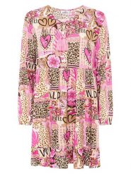 Zwillingsherz Sukienka "Safari Patchwork" w kolorze jasnoróżowo-beżowym rozmiar: L/XL. Brązowe sukienki Zwillingsherz, na co dzień, l, bez wzorów, z wiskozy, bez kołnierzyka, bez ramiączek, midi, proste. Za 165.99 zł.