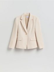 Marynarka z dodatkiem wiskozy - złamana biel. Marynarki i żakiety Reserved, l, bez wzorów, z tkaniny. Za 199.99 zł.