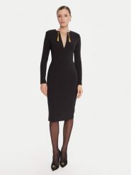 Elisabetta Franchi Sukienka koktajlowa AB-805-57E2-V460 Czarny Slim Fit. Czarne sukienki Elisabetta Franchi, bez wzorów, z syntetyku, wizytowe, bez kołnierzyka, bez ramiączek. Za 1,999.00 zł.