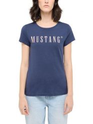 Mustang Koszulka w kolorze granatowym rozmiar: S. Niebieskie bluzki Mustang, s, bez wzorów, z bawełny, bez kołnierzyka, bez ramiączek. Za 43.99 zł.