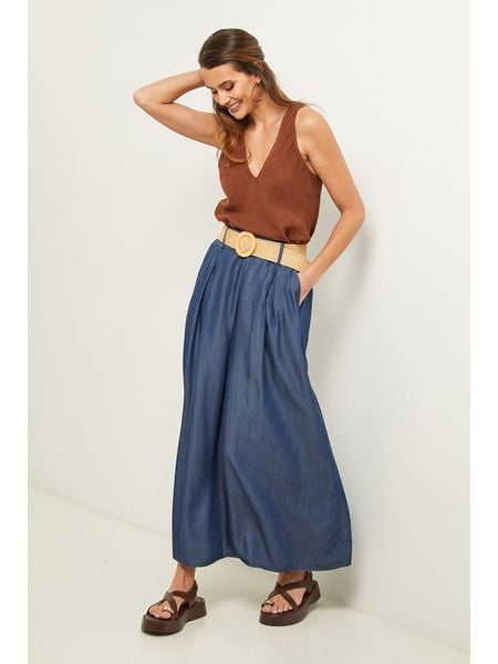 Fleur de Lin Spódnica w kolorze granatowym rozmiar: XXL. Niebieskie spódnice Fleur de Lin, na co dzień, xxl, bez wzorów, z tkaniny, maxi, proste. Za 219.95 zł.