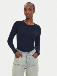 Tommy Jeans Bluzka Essential DW0DW17387 Granatowy Slim Fit. Niebieskie bluzki Tommy Jeans, m, bez wzorów, z bawełny, bez kołnierzyka, bez ramiączek. Za 179.99 zł.