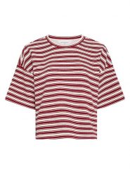 MOSS COPENHAGEN Koszulka w kolorze bordowo-białym rozmiar: XS/S. Czerwone bluzki Moss Copenhagen, s, bez wzorów, bez kołnierzyka, bez ramiączek. Za 144.95 zł.