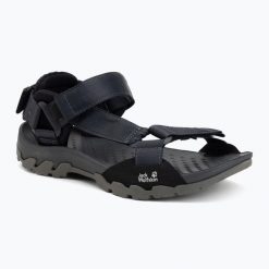 Sandały damskie Jack Wolfskin Ridge. Czarne sandały Jack Wolfskin, bez wzorów, z gumy, bez obcasa, bez zapięcia. Za 349.99 zł.