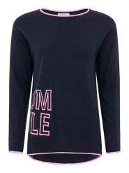 Zwillingsherz Sweter "Smile" w kolorze granatowym rozmiar: M. Niebieskie swetry Zwillingsherz, m, bez wzorów, z kaszmiru, bez ramiączek. Za 198.10 zł.