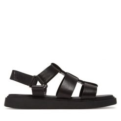 Sandały Vagabond Shoemakers. Czarne sandały Vagabond Shoemakers, bez wzorów, bez obcasa, na płaskiej podeszwie, bez zapięcia. Za 349.99 zł.