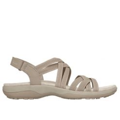 Sandały damskie Skechers Summer Getaway. Sandały Skechers, bez wzorów, z materiału, eleganckie, bez obcasa, bez zapięcia. Za 390.00 zł.