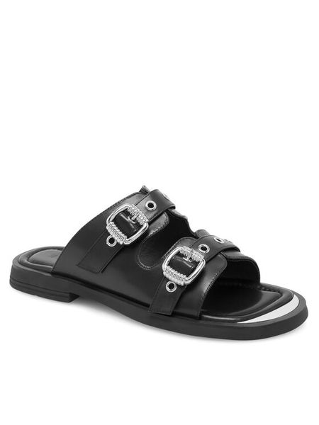 Badura Klapki WFA2590-1Z Czarny. Czarne klapki Badura, bez wzorów, ze skóry, bez obcasa. Za 139.99 zł.