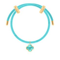 Bransoletka Liana turkusowa z pozłacaną koniczyną z turkusowym kryształem. Niebieskie bransoletki Lilou, pozłacane. Za 238.00 zł.