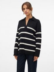 Vero Moda Sweter "Luna" w kolorze czarno-białym rozmiar: XS. Czarne swetry Vero Moda, xs, bez wzorów, ze splotem, bez ramiączek. Za 108.99 zł.