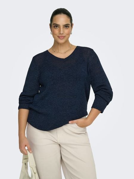 ONLY Carmakoma Sweter w kolorze granatowym rozmiar: M-46/48. Niebieskie swetry Only Carmakoma, m, bez wzorów, ze splotem, bez ramiączek. Za 109.95 zł.