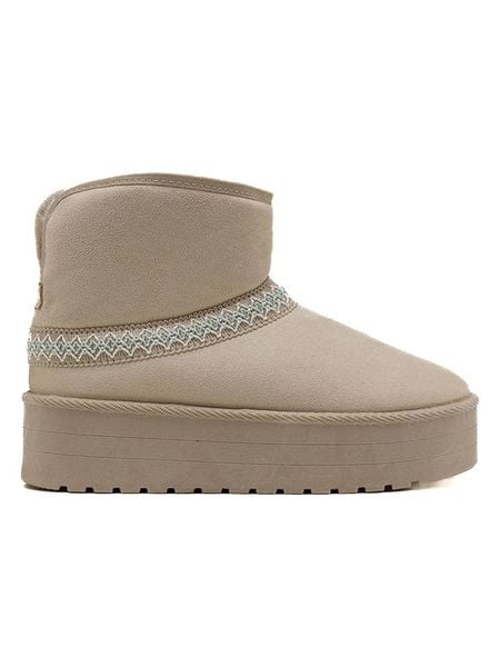 C'M Botki zimowe w kolorze kremowym rozmiar: 40. Brązowe botki C'M, na zimę, bez wzorów, z materiału, bez obcasa, bez zapięcia. Za 117.99 zł.