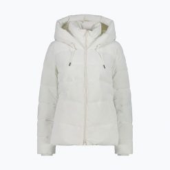 Kurtka puchowa damska CMP Fix Hood. Białe kurtki narciarskie CMP, m, bez wzorów, z puchu, bez kaptura, narciarskie. Za 409.99 zł.