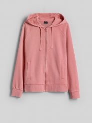 4F Bluza dresowa relaxed z kapturem damska - łososiowa XL. Brązowe bluzy sportowe 4f, xl, bez wzorów, z dresówki, z kapturem. Za 169.99 zł.