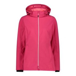 Kurtka damska turystyczna CMP 3A22226. Czerwone kurtki sportowe CMP, l, bez wzorów, z softshellu, z kapturem, trekkingowe. W wyprzedaży za 384.99 zł.