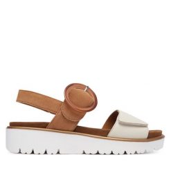 Sandały Ara. Brązowe sandały Ara, bez wzorów, bez obcasa, na koturnie, bez zapięcia. Za 429.99 zł.