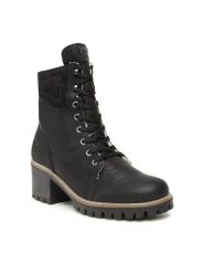 Rieker Botki Y8610-00 Czarny. Czarne botki Rieker, bez wzorów, z materiału, bez obcasa, na słupku, bez zapięcia. Za 335.00 zł.