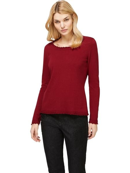 Heine Sweter w kolorze bordowym rozmiar: 40. Czerwone swetry Heine, bez wzorów, z koronki, bez ramiączek. Za 42.95 zł.