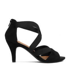 Sandały JENNY. Czarne sandały Jenny, bez wzorów, bez obcasa, na szpilce, bez zapięcia. Za 129.99 zł.