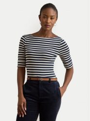 LAUREN RALPH LAUREN Bluzka 200980041002 Biały Slim Fit. Białe bluzki Lauren Ralph Lauren, l, bez wzorów, z bawełny, bez kołnierzyka, bez ramiączek. Za 289.99 zł.