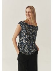 TATUUM Bluzka w kolorze granatowo-beżowym rozmiar: 46. Niebieskie bluzki Tatuum, bez wzorów, z wiskozy, bez kołnierzyka, bez ramiączek. Za 97.05 zł.